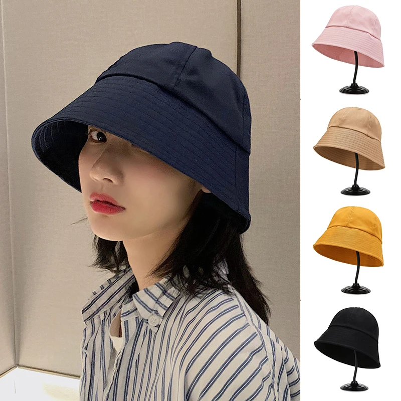 

Unisex Cotton Bucket Hat Women Men Summer Foldable Sunscreen Hat Cap Outdoor Beach UV Protection Fishing Fisherman Hat Wide Brim