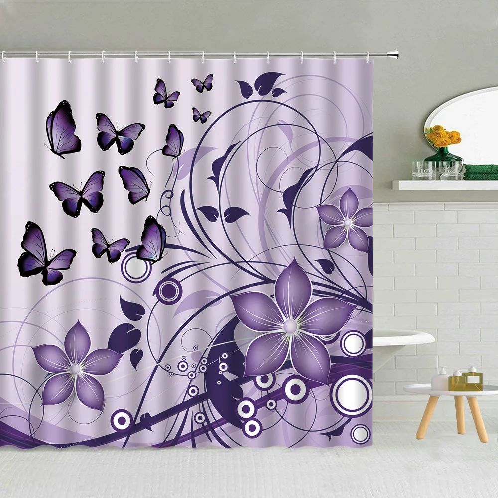 

Green Mosaic Backdrop Shower Curtain Geometric Creative Pattern Bathroom Decor Colorful Flower Scenery Bath Curtains