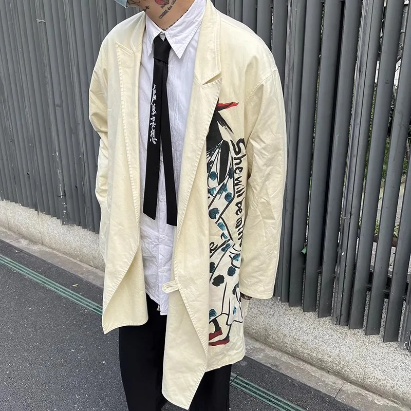 Новинка 2024 повседневное свободное мужское ветровое пальто FANDISHI в японском и