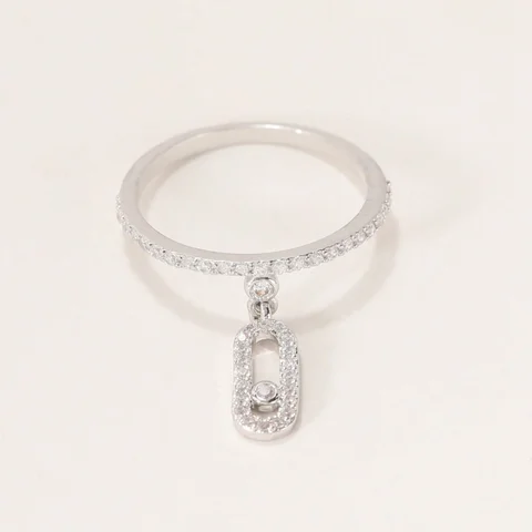 Цельный нежный геометрический вырез, модный стиль, медь, серебро, разноцветный кулон, кольцо, размер 6-10