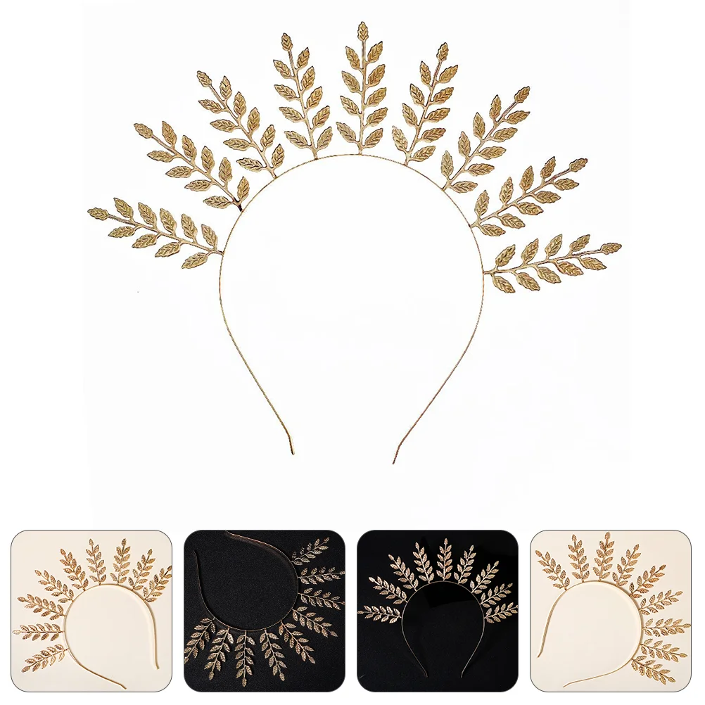 

Headband Headpiece Leaf Goddess Gold Bridal Roman Greek Hair Laurel Wedding Forwomen Tiara Band Golden Hairband Grecian Clips