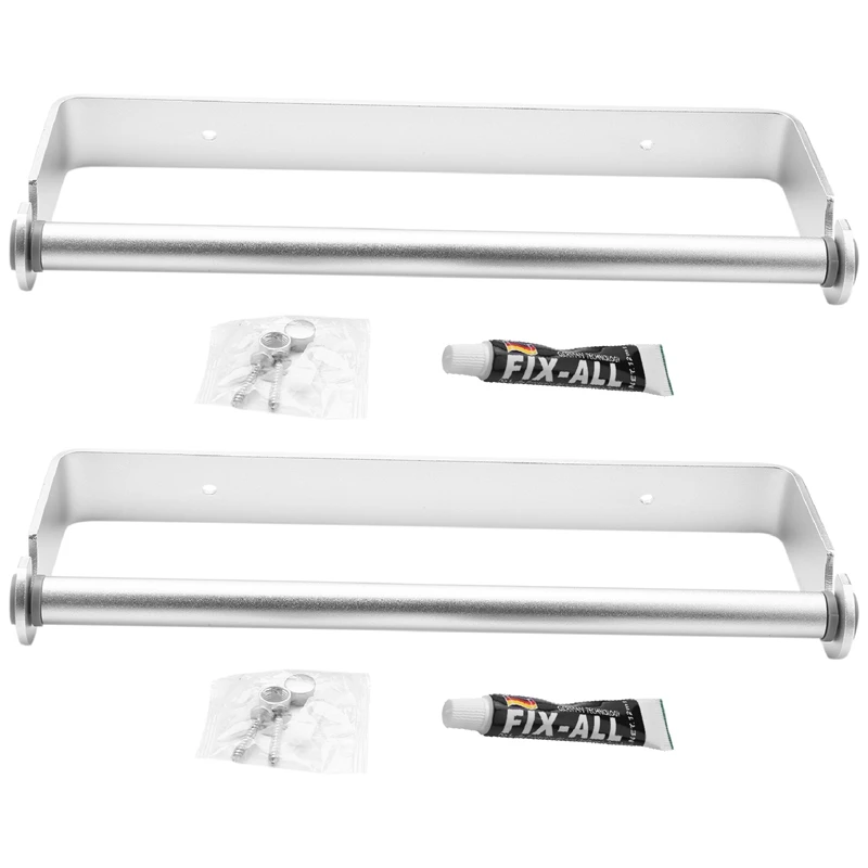 

2X Self Adhesive & Wall Mount Paper Towel Holder & Dispenser,Kitchen Tissue Towel Holder Stand Under Cabinet-Silver