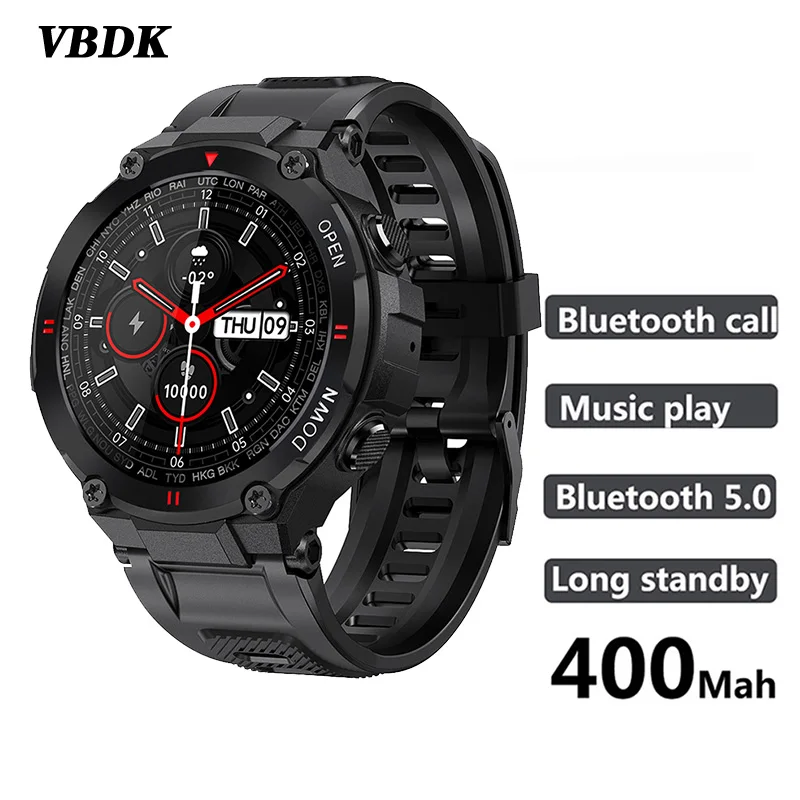 

VBDK K22 Smart Watch Men 400Mah Big Battery Music Play Fitness Tracker Bluetooth Call Sport Smartwatch 2021 Health Monitoring