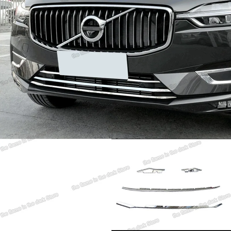 shiny silver mirror surface car front grille net trims decoration for volvo xc60 2017 2018 2019 2020 2021 2022 accessories auto