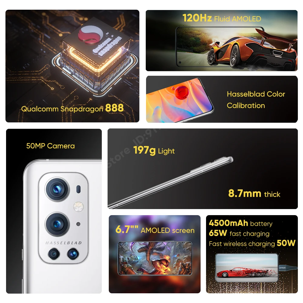 Oneplus 9 Pro 5G Global ROM Smartphone 48MP Camera Snapdragon 888 6.7'' 120Hz Fluid AMOLED Octa-core 4500mAh 65W Fast Charge NFC