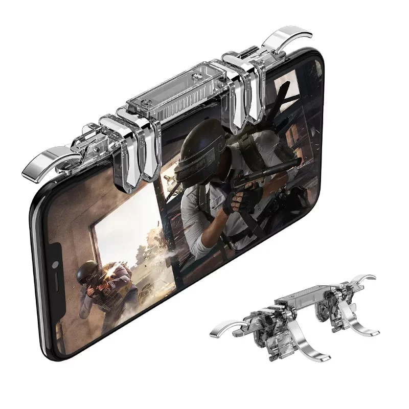 

Z06 Mobile Phone 6 Fingers Game Controller for PUBG Gamepad Trigger Aim Shooting Alloy Key Button Joystick for IPhone 13 Android