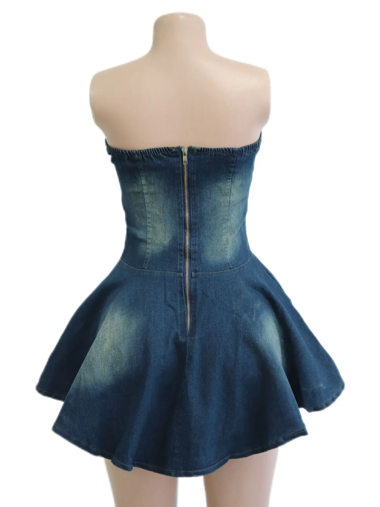 Джинсовые мини-платья без рукавов с открытой спиной для женщин джинсы