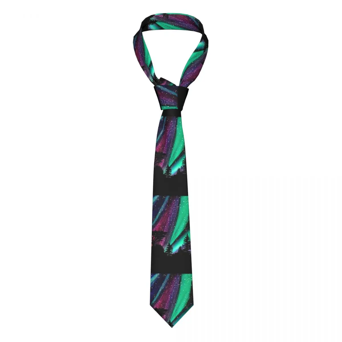 

Winter Night Sky Tie Northern Lights Print Office 8CM Neck Ties Men Accessories Blouse Design Cravat