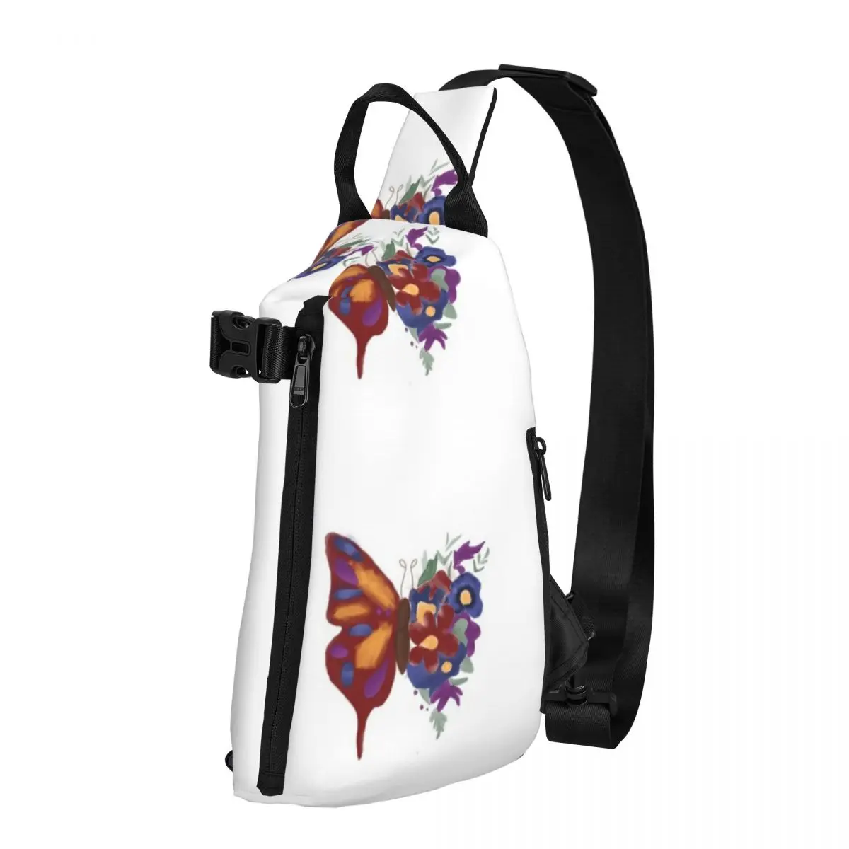 

Butterflower Shoulder Bags Butterfly Floral Streetwear Chest Bag High School Trip Sling Bag Streetwear Print Crossbody Bags