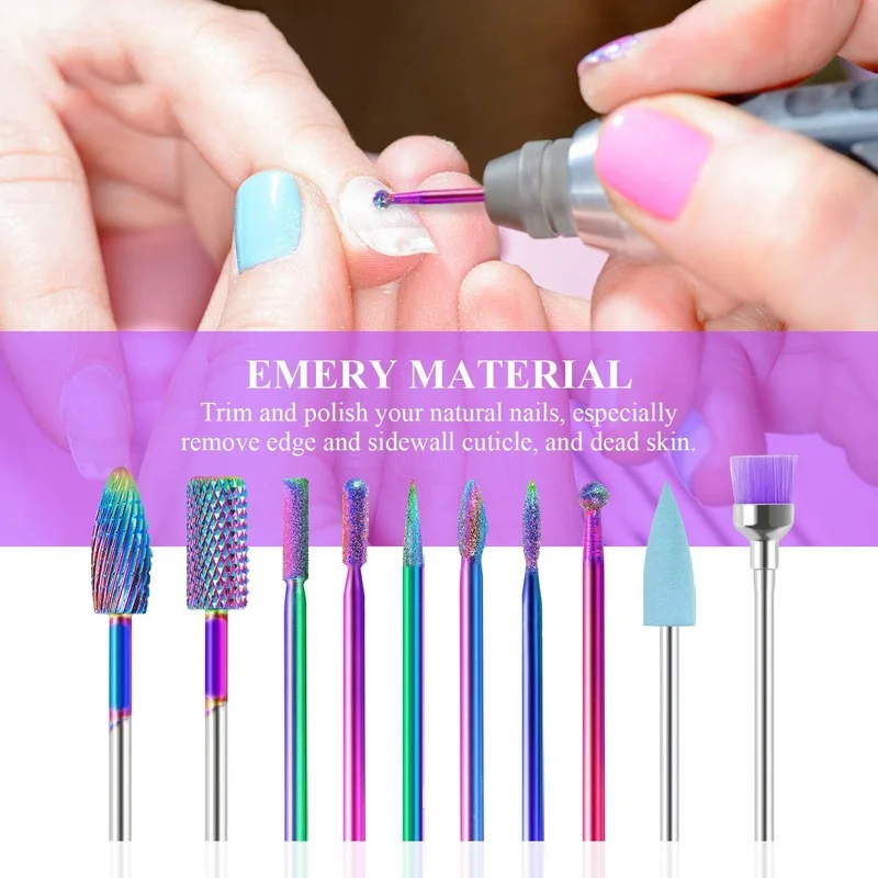 Набор фрез для маникюра и педикюра из карбида вольфрама 10 в 1