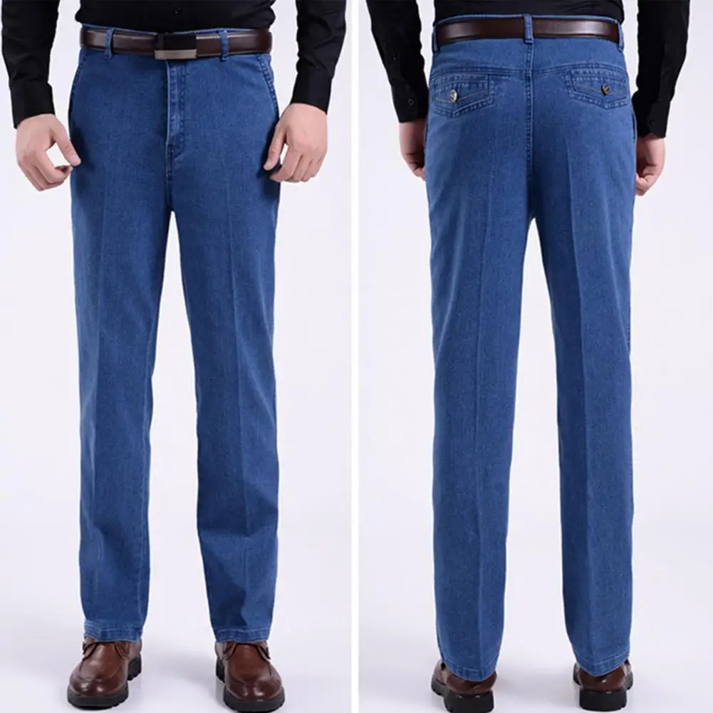 

Джинсы мужские Стрейчевые в деловом стиле, Классические мешковатые прямые брюки из денима, синие джинсы для работы, размеры 32-36
