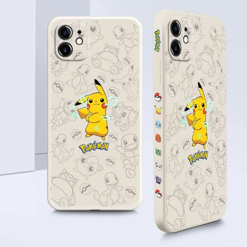 

Pocket monster Phone Case For iPhone 11 12 13 Pro MAX Mini 6 6S 7 8 Plus X XR XS MAX SE Cartoon Liquid Silicone Soft Cover