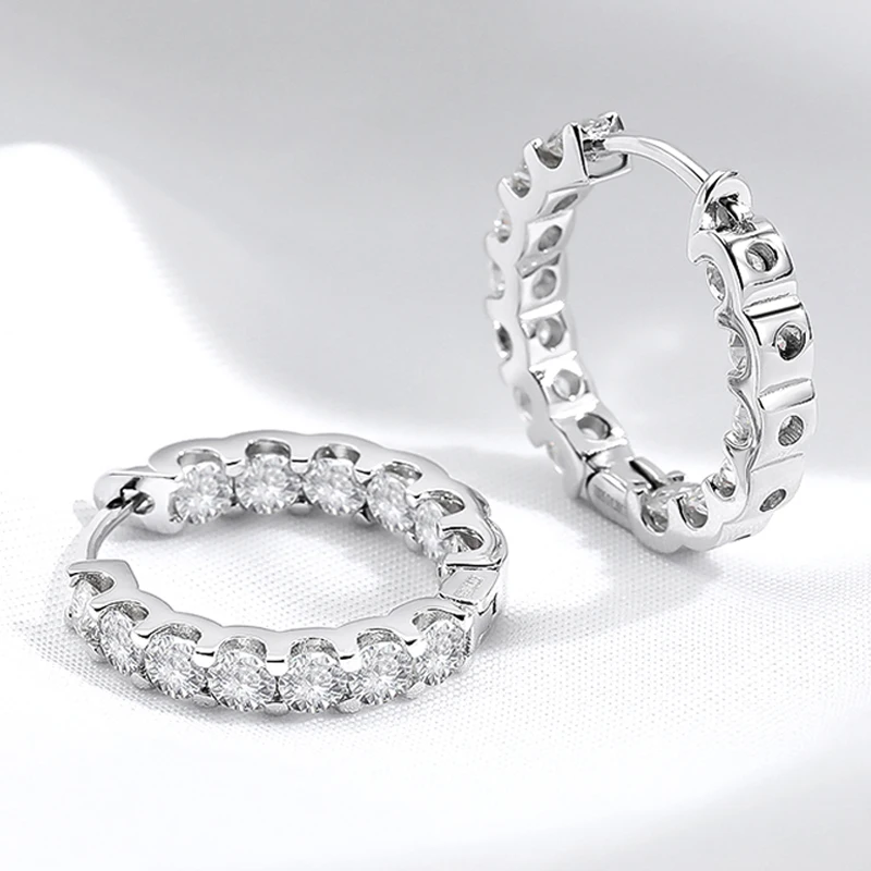 Smyoue – boucles d'oreilles en Moissanite pour femme, plaqué 18k, Total 2,6 ct, bijoux étincelants en argent Sterling 925 pour fête de mariage 2