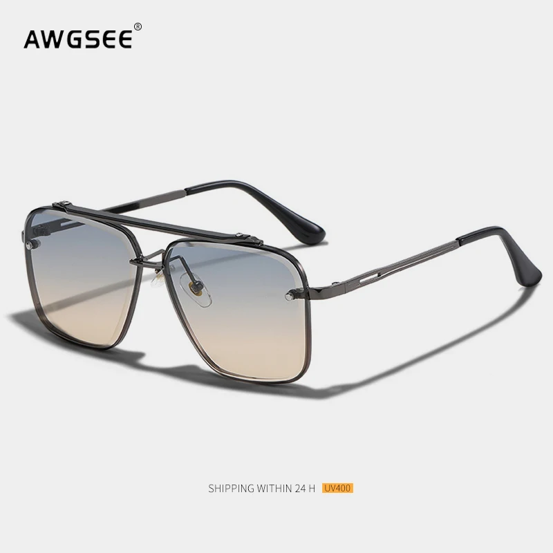

2021 Fashion Square Luxury Design Sunglasses Men Women Flight Seven Rock Mach Six Style Gradient Pilot Sunglasses Oculos De Sol