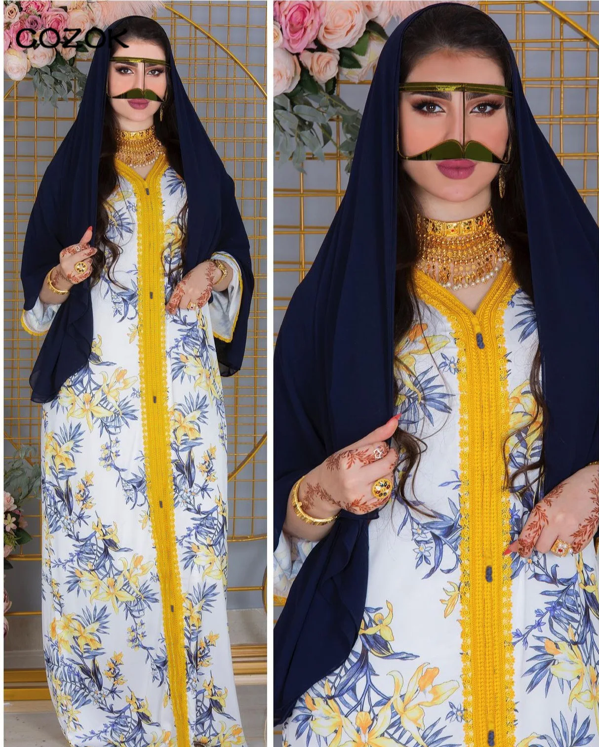 

Abaya Dubai Turkey Muslim Long Sleeve Maxi Dress for Women Moroccan Evening Robe Elegant Islamic Clothing Djellaba Femme