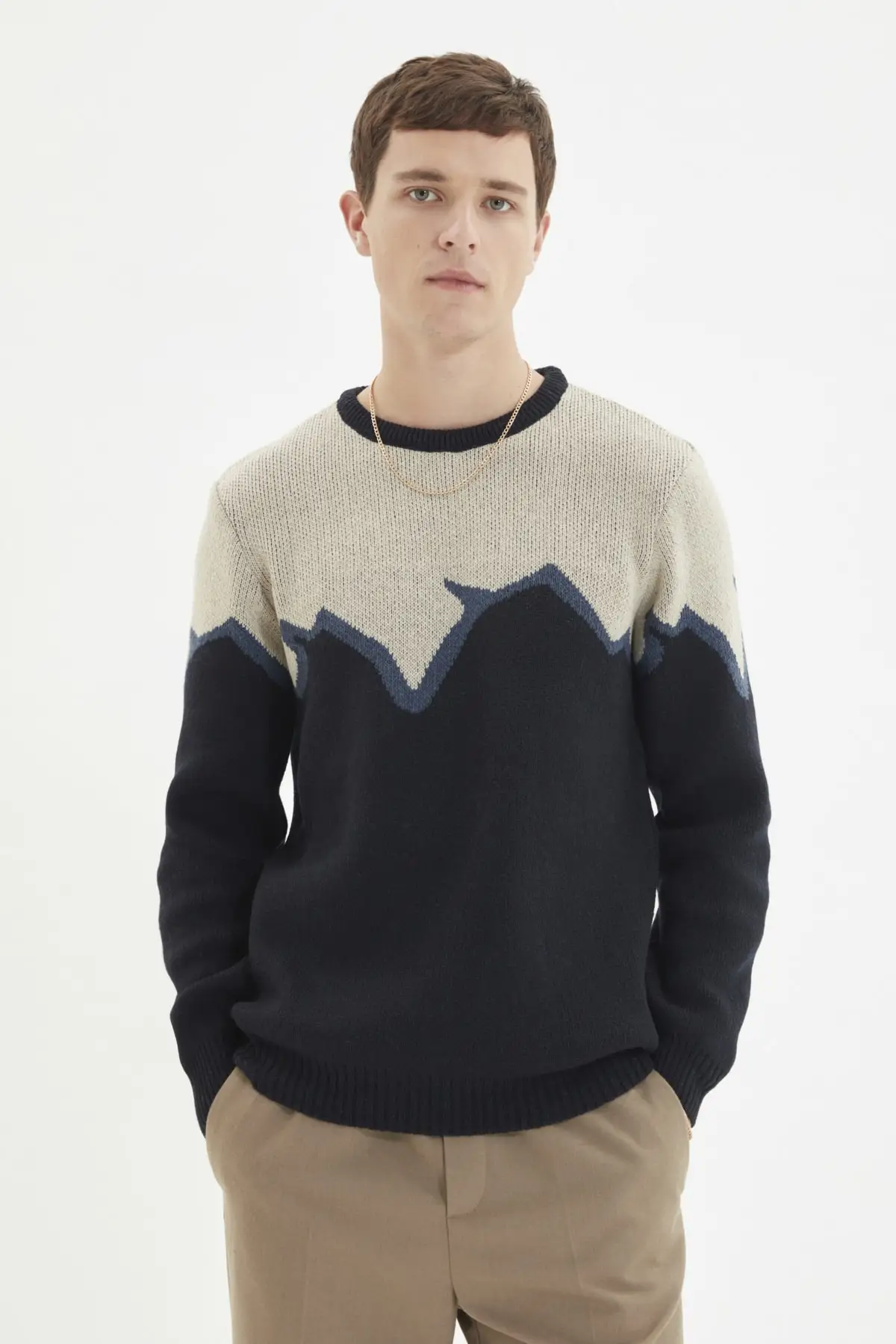 

Trendyol Male Bike Collar Slim Fit Knitwear Sweater TMNAW22KZ0809