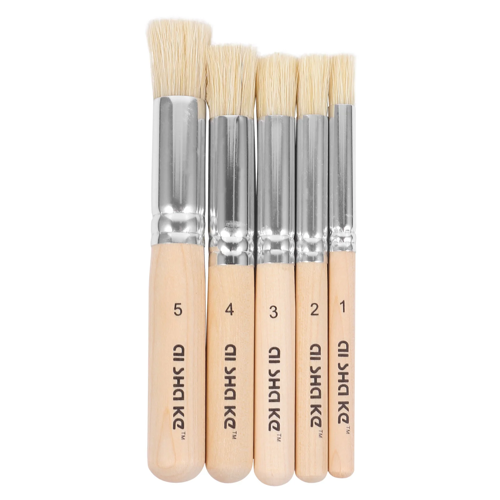 

5 Pcs Short Rod Brush Stencil Brushes Set Crafts Making Bristles Wood Template