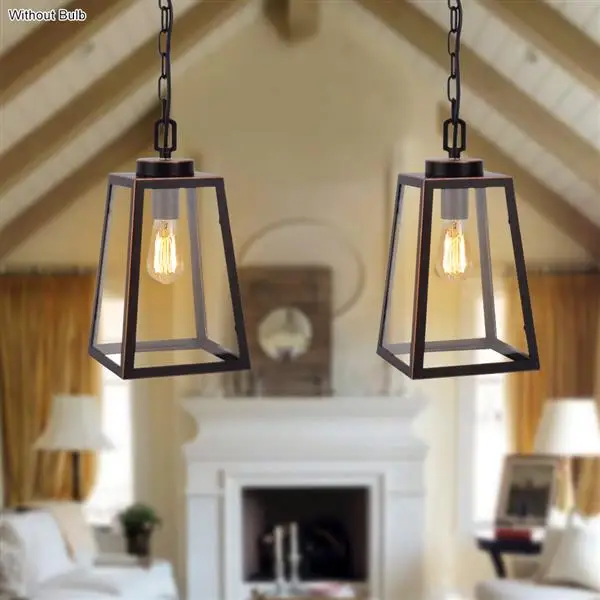 

110-240V American Wrought Iron Glass Chandelier E26 Interface Black Painted Gold Painted Dining Pendant Indoor Light
