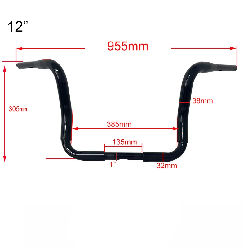 

Руль для мотоцикла Ape Hanger, 1.5 дюйма, высота 12/14/16 дюймов, для Harley Davidson Street Glide Large Glide 2007-2023