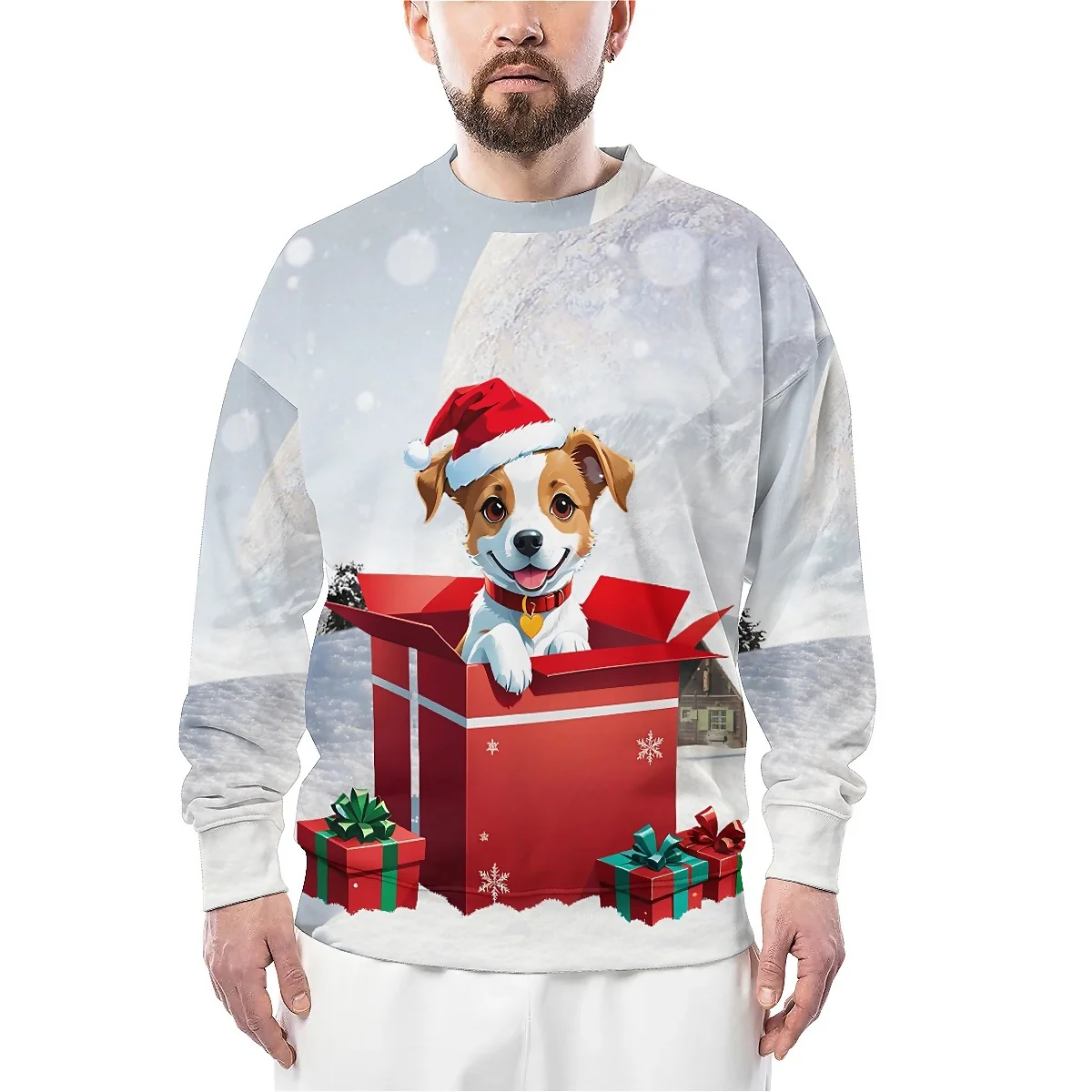 Рождественский свитшот с длинным рукавом liasso ретро современный цветной блок 3D