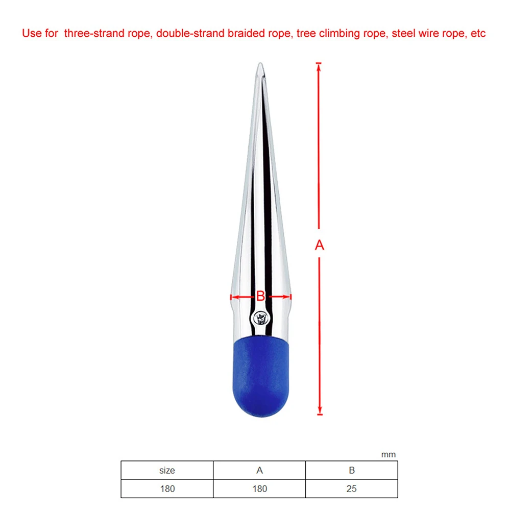 

180mm Stainless Steel Rope Splicing Fid Spike For Marine Boat Yacht Fishing Silver Stainless Steel 304 + Nylon Handle 180mmx25mm