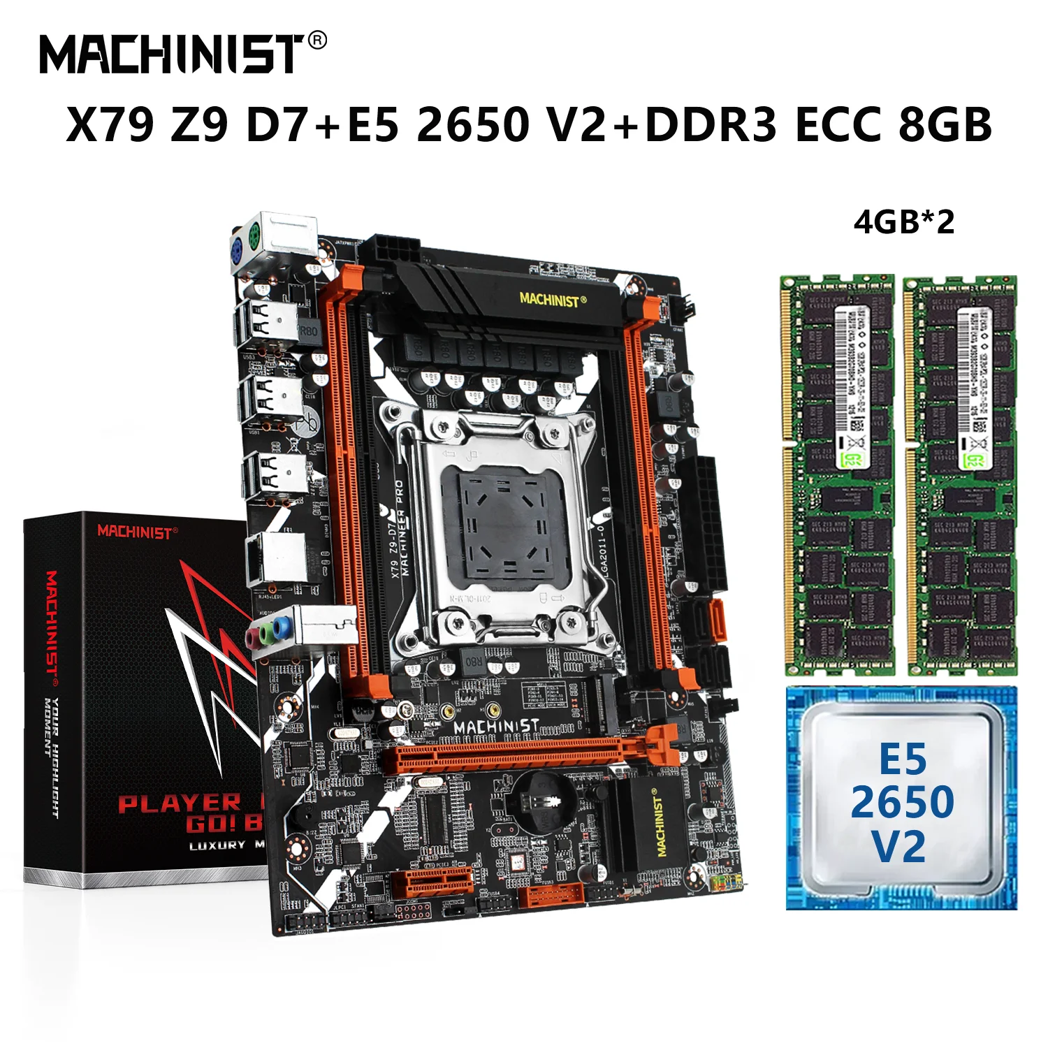 

MACHINIST X79 Kit Motherboard LGA 2011 Set With Xeon E5 2650 V2 CPU Processor 8G=4G*2 DDR3 ECC Memory RAM NVME M.2 X79-Z9-D7