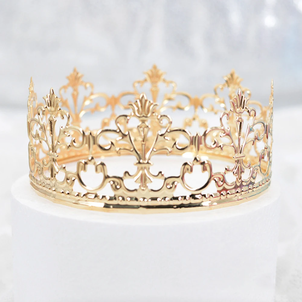 1pc Tiara Gold Color Crown Cake Topper Decoration Decorative Elegant Wedding Cake Princess Birthday Decoratio Party Supplies
