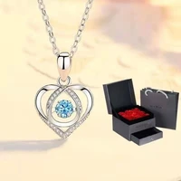 new copper inlaid zircon necklace fashion beating heart necklace light luxury new trendy gift for girlfriend valentines day