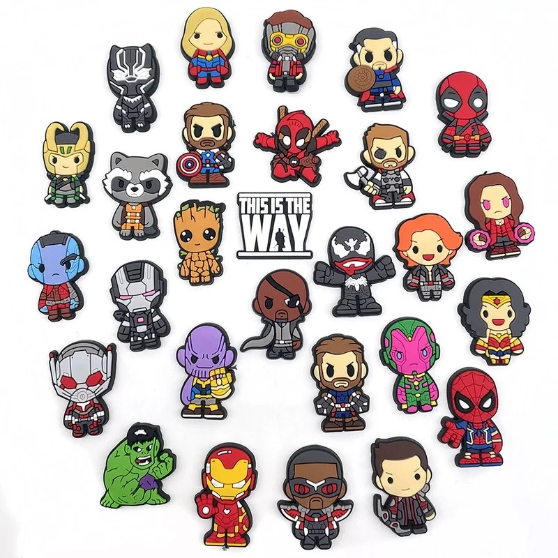 

1pc Disney Marvel Collection CrocShoe Flower PVC Jibz Shoe Decoration Accessories Buckle for Kids Party Christmas Gifts
