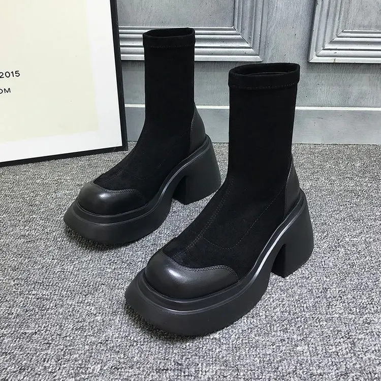 

2022 winter new fashion boots women's shoes high heeled PU square heel short fashion boots women's boots