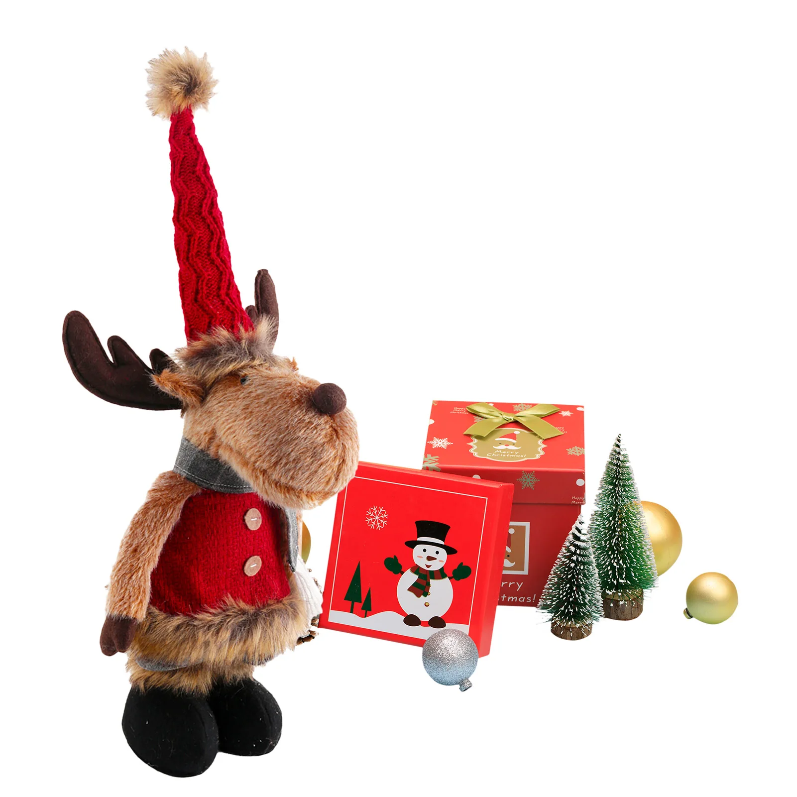 

Рождественская стоячая кукла лось, Санта-Клаус, Искусственная елка, настольные украшения, Рождественский олень с выдвижными ножками для