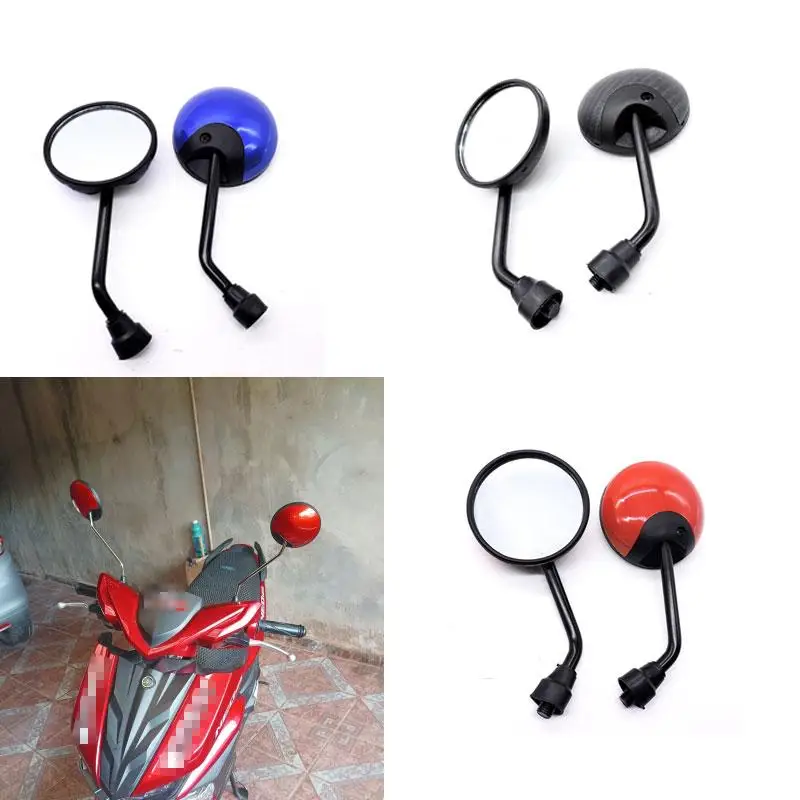 

1 Pair Universal Round Motorcycle Rear View Mirrors Moped Scooter Motorbike Side Mirror Clockwise 10mm 360 Degree Convex