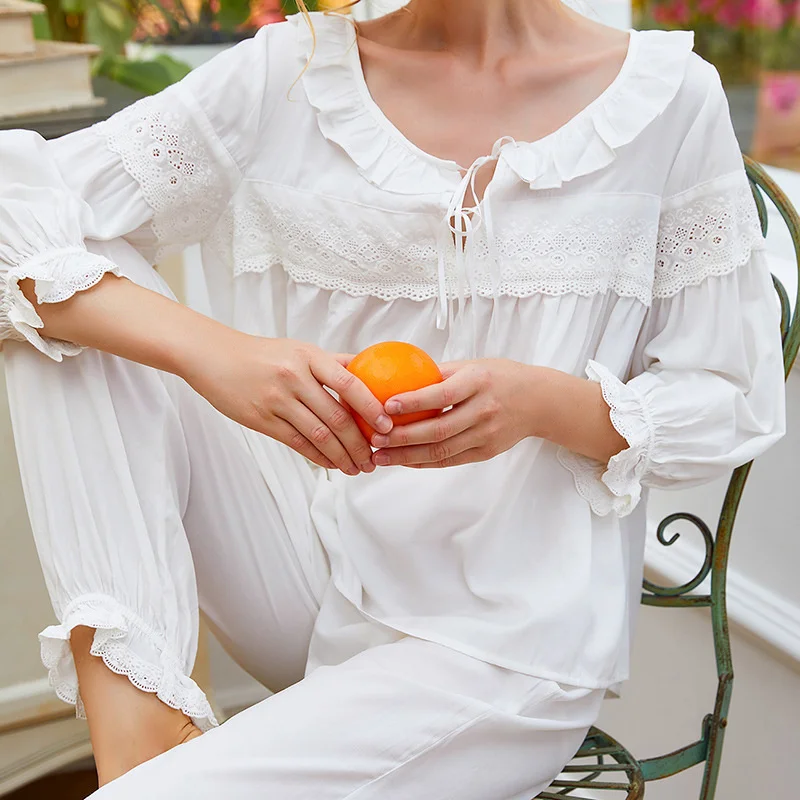 New products in autumn 2022 Romantic lace court style home suit Women's pajamas and long sleeved trousers