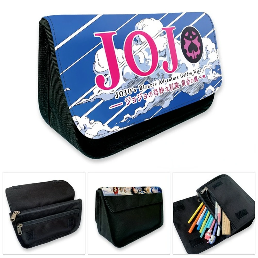 

Cartoon Anime JoJo's Bizarre Adventure Wallet Coin Purse Big Pencil Case Double-zipped Stationery Case Make-up Bag