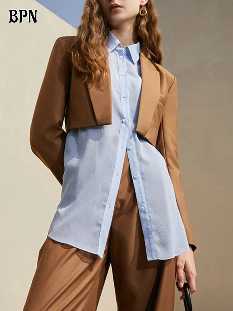 Минималистичный короткий Блейзер BPN для женщин