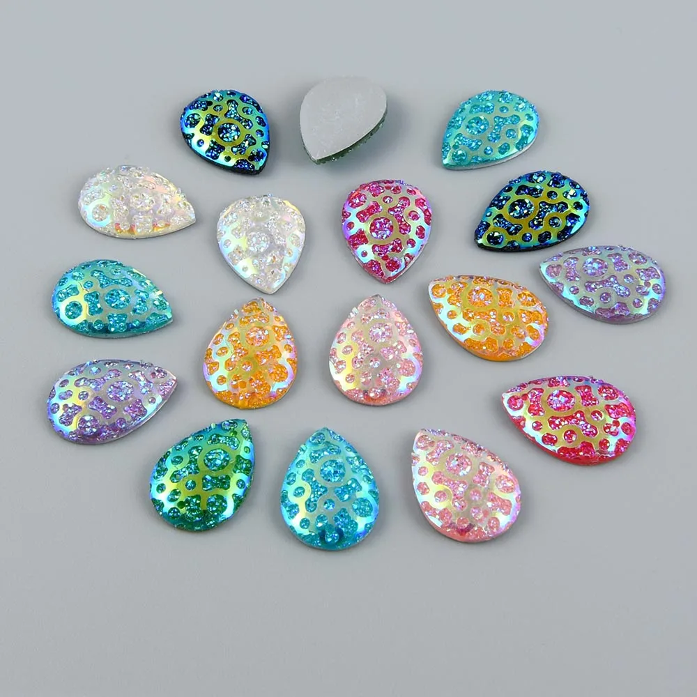 40 шт. 13*18 мм, форма в виде капли AB леопардовая Смола Стразы на клеевой основе для свадебного платья сотового телефона красивые ремесла для скрапбукинга DIY