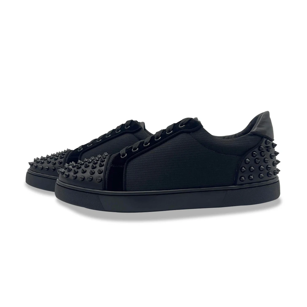 

Luxury Designer Black Rivet Casual Shoes Calfskin Leather Red Bottom Low Top Sneakers Women Men Party Platform Shoes Trainers