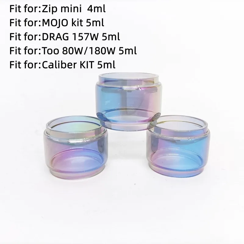 

3 PCS Rainbow Bubble Glass Tube For VOOPOO zip mini 4ml / MOJO kit 5ml / DRAG 157W 5ml / Too 80W/180W 5ml / Caliber KIT 5ml