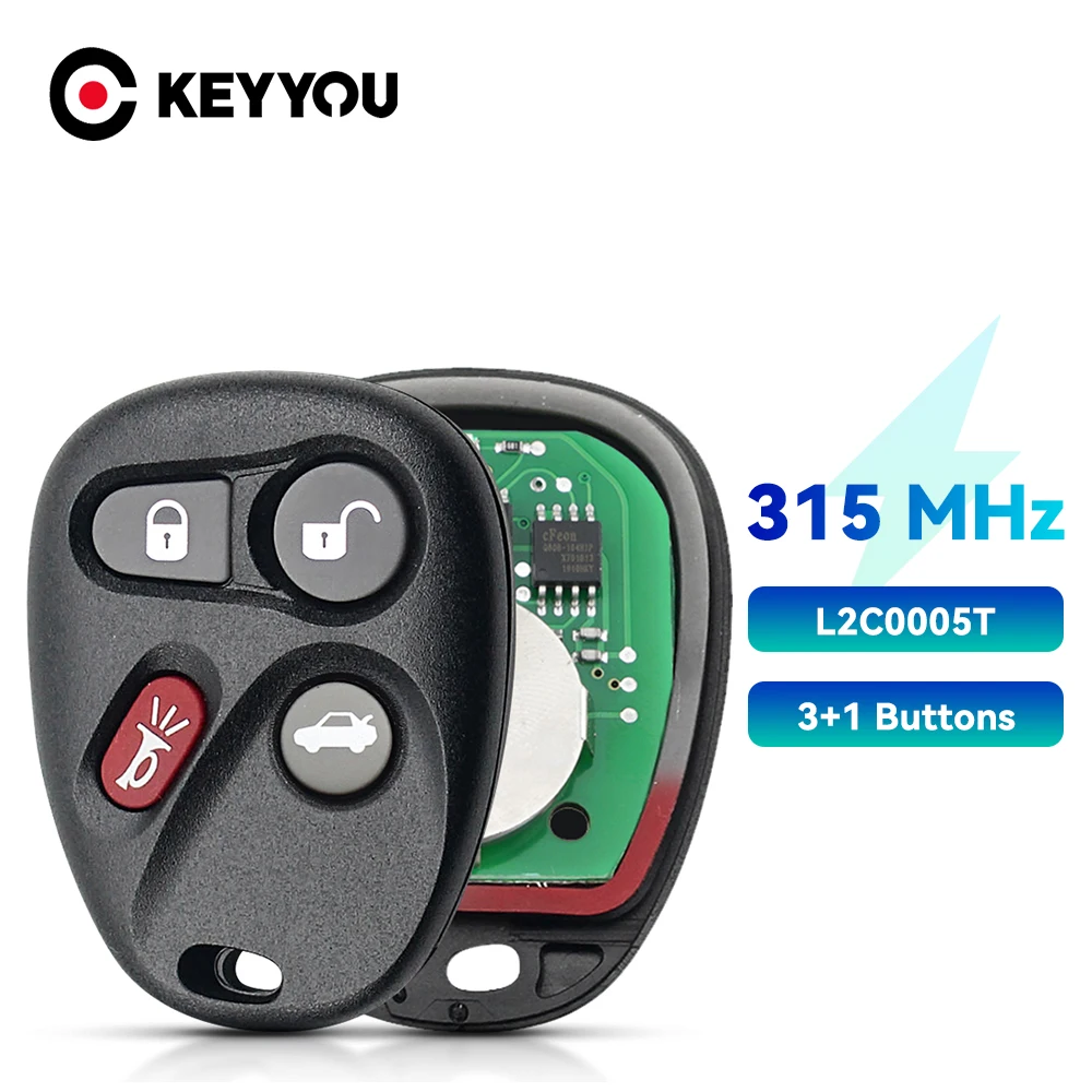 

KEYYOU Fob L2C0005T 315Mhz 4 Buttons Entry Control Remote Car Key For Chevrolet Pontiac Saturn Cadillac Keyless
