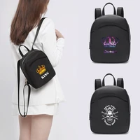 small backpacks women fashion king queen printing female mini school bags black rucksack for girls 2022 new casual backpack