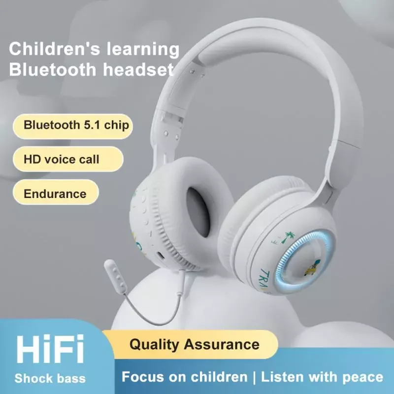 

NEW2023 KE-21 Flash Light Wireless Headphone with Mic Control LED Kid Girl Stereo Music Helmet Bluetooth Headset support TF car