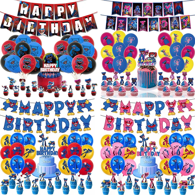 

Huggy Wuggy тема Мак Playtime украшение для вечерние воздушный шар мальчик Фотография баннер Торт Топперы товары Вечерние