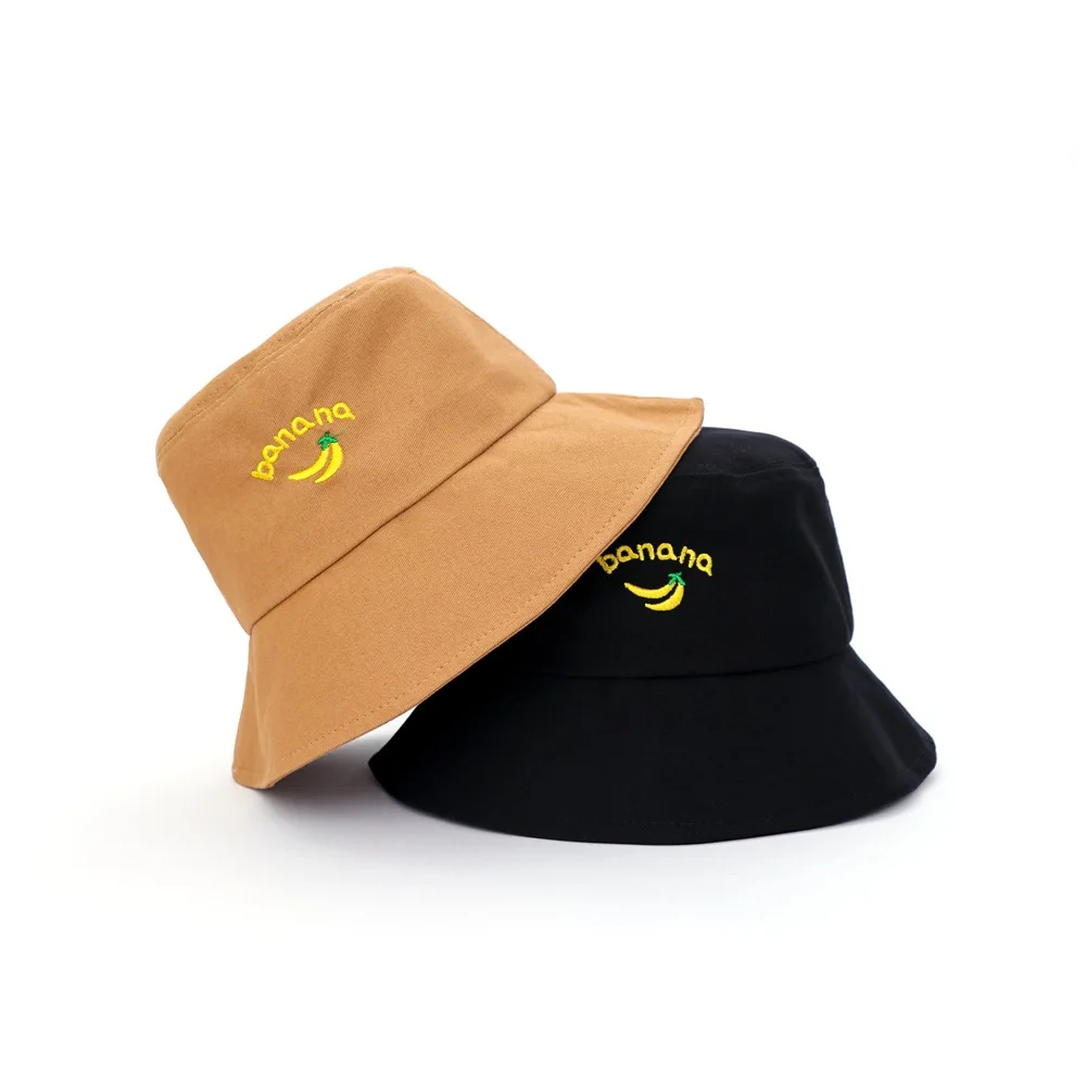 

Candy Color Simple Banana Bucket Hat for Women Men Fashion Embroidery Summer Letter Panama Fishing Travel Beach Fisherman Hat