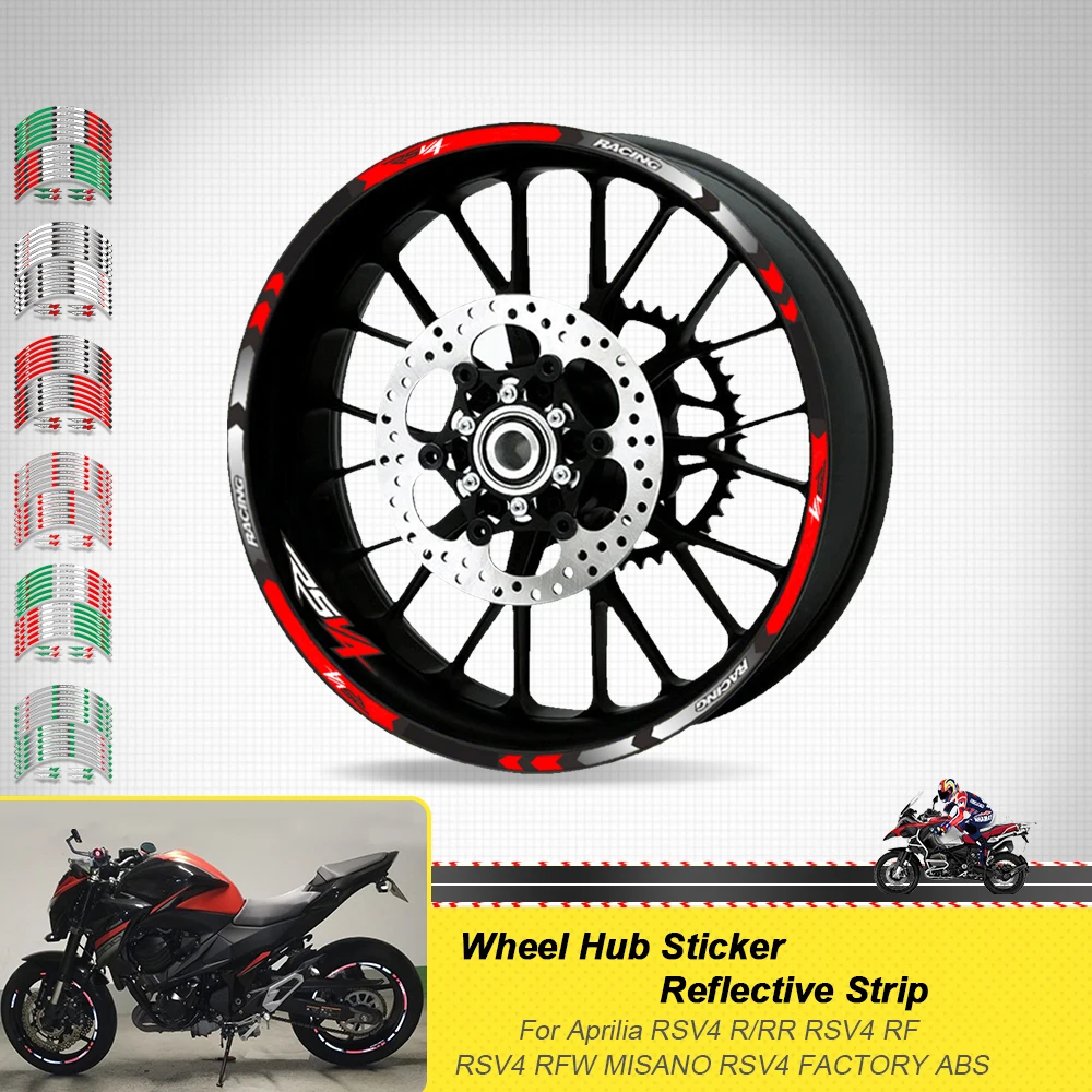 

For Aprilia RSV4 rs v4 RF RFW 17inch Motorcycle Accessories Sticker Rim Tire Waterproof Decals Wheels Hub Reflective Stripe Set