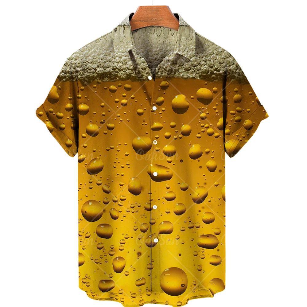 

Beer Summer Breathable Loose Shirt Unisex 2022 Casual Shirt Short Sleeve Funny 3D Men's Shirt Cuban Collar Beach Party