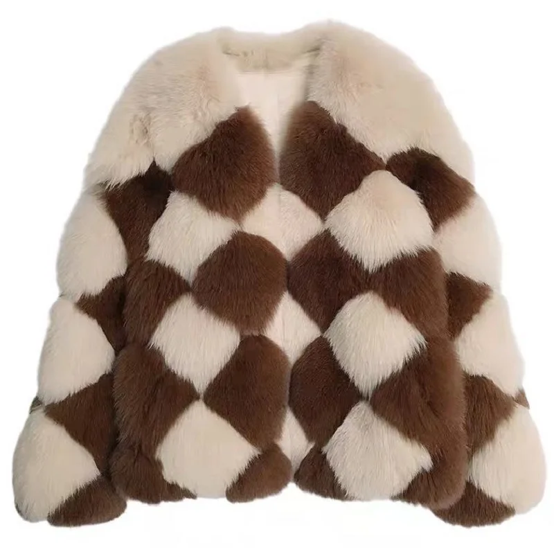 COZOK Traf Luxury Winter Women's Artificial Fox Fur Coat 2022Y2K Vintage Fur Jacket Women's Fashion Elegant Fur Coat