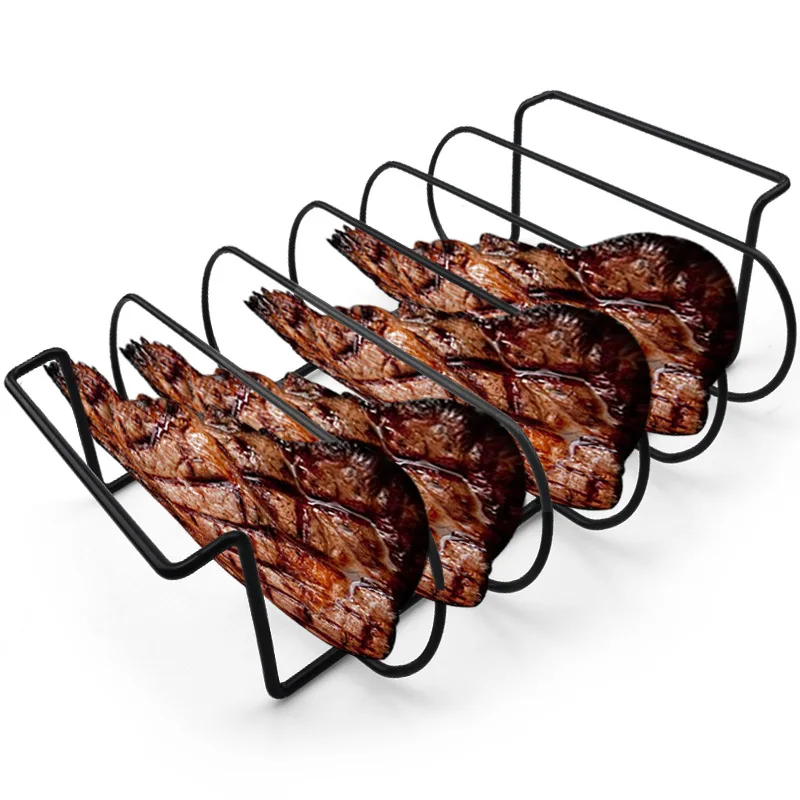 

Non-Stick BBQ Rib Rack Stand Barbecue Steaks Racks Stainless Steel Chicken Beef Ribs Grill Metal Holder Roasting Kitchen Tool