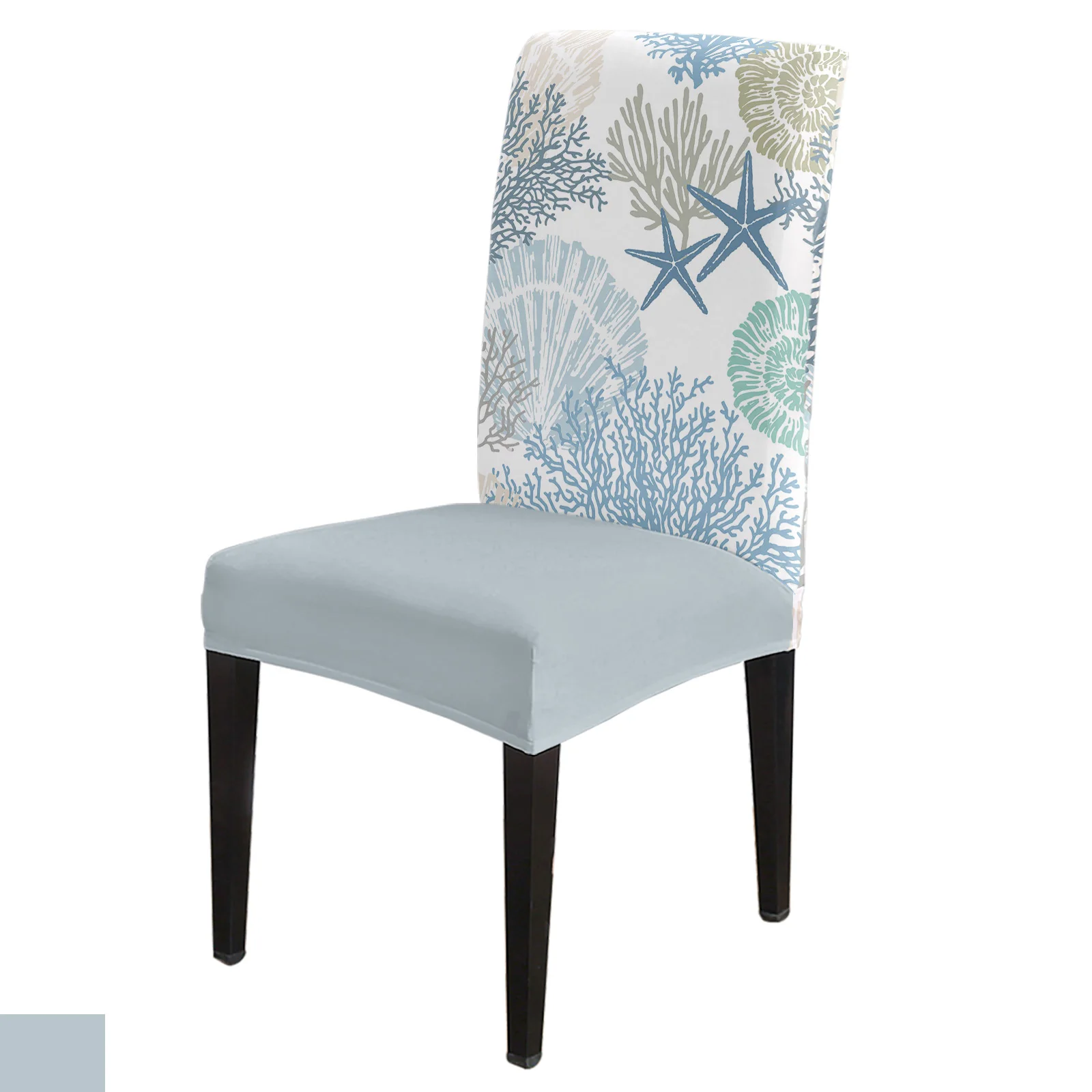 Blue Marine Coral Shells Starfish Chair Cover for Kitchen Seat Dining Chair Covers Stretch Slipcovers for Banquet Hotel Home