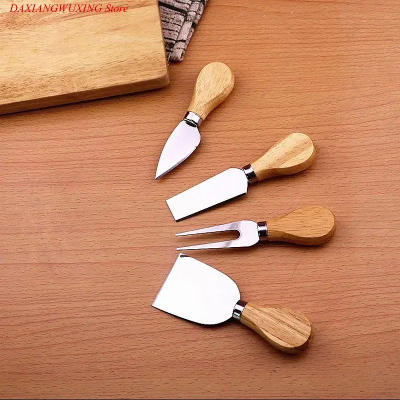

4 шт./компл. Набор ножей с деревянной ручкой из дуба, бамбука, сыра
