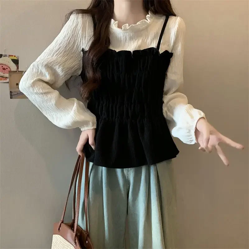 Французская вельветовая рубашка из двух предметов для женщин новый осенний